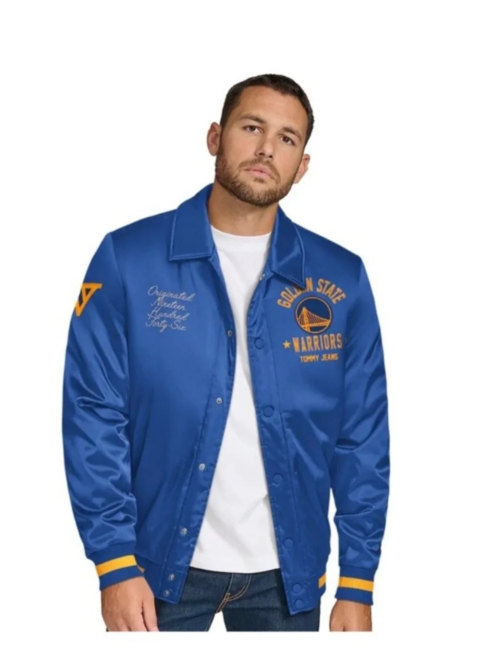 Men's Golden State Warriors Tommy Jeans Varsity Jacket Full Snap NWT Sz XL
